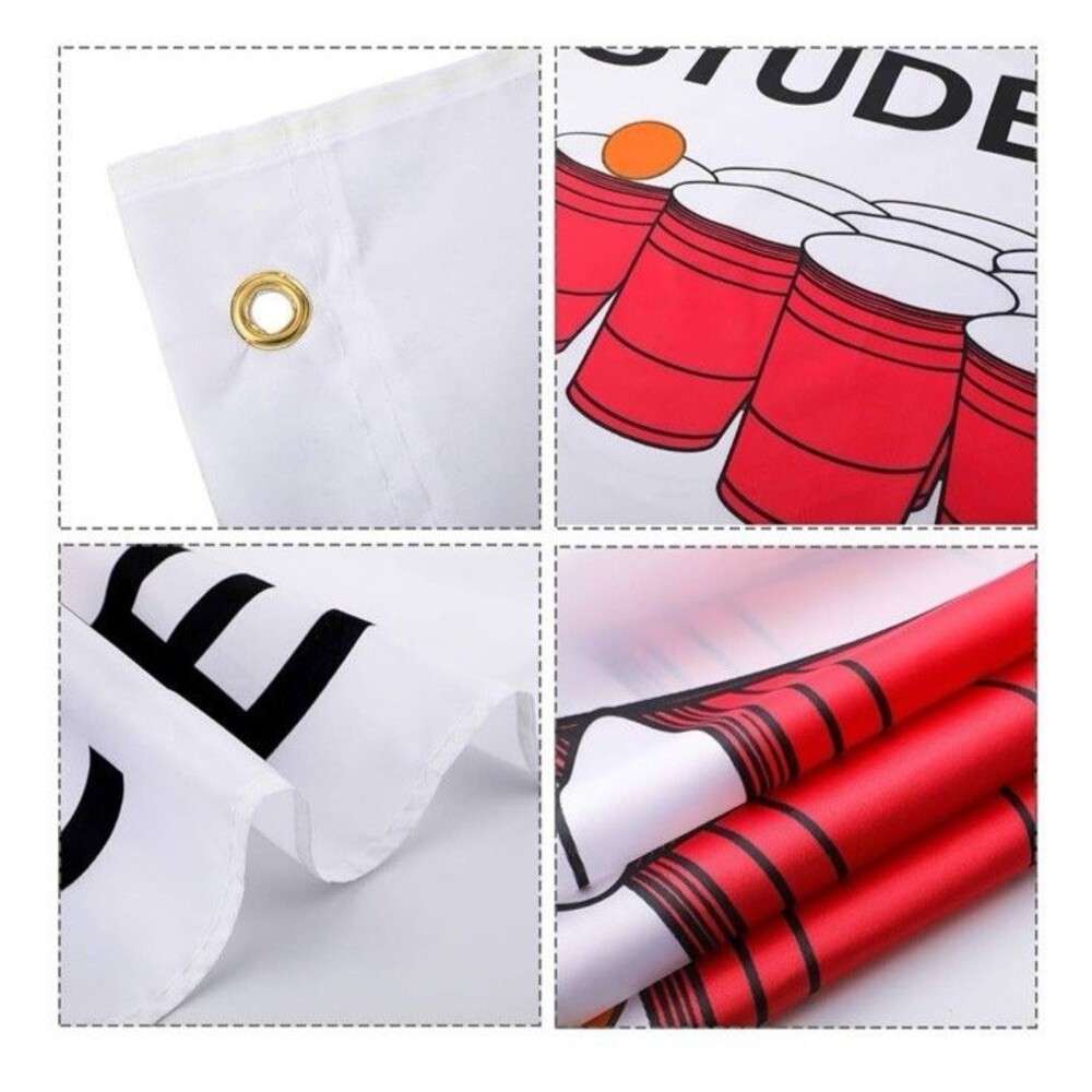Student Athlete Beer Pong Funny College Student Flag White Dorm 5'x3' Tapestry - Picture 6 of 7
